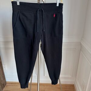 Polo Ralph Lauren Black Joggers Drawstring Knit Cotton Small